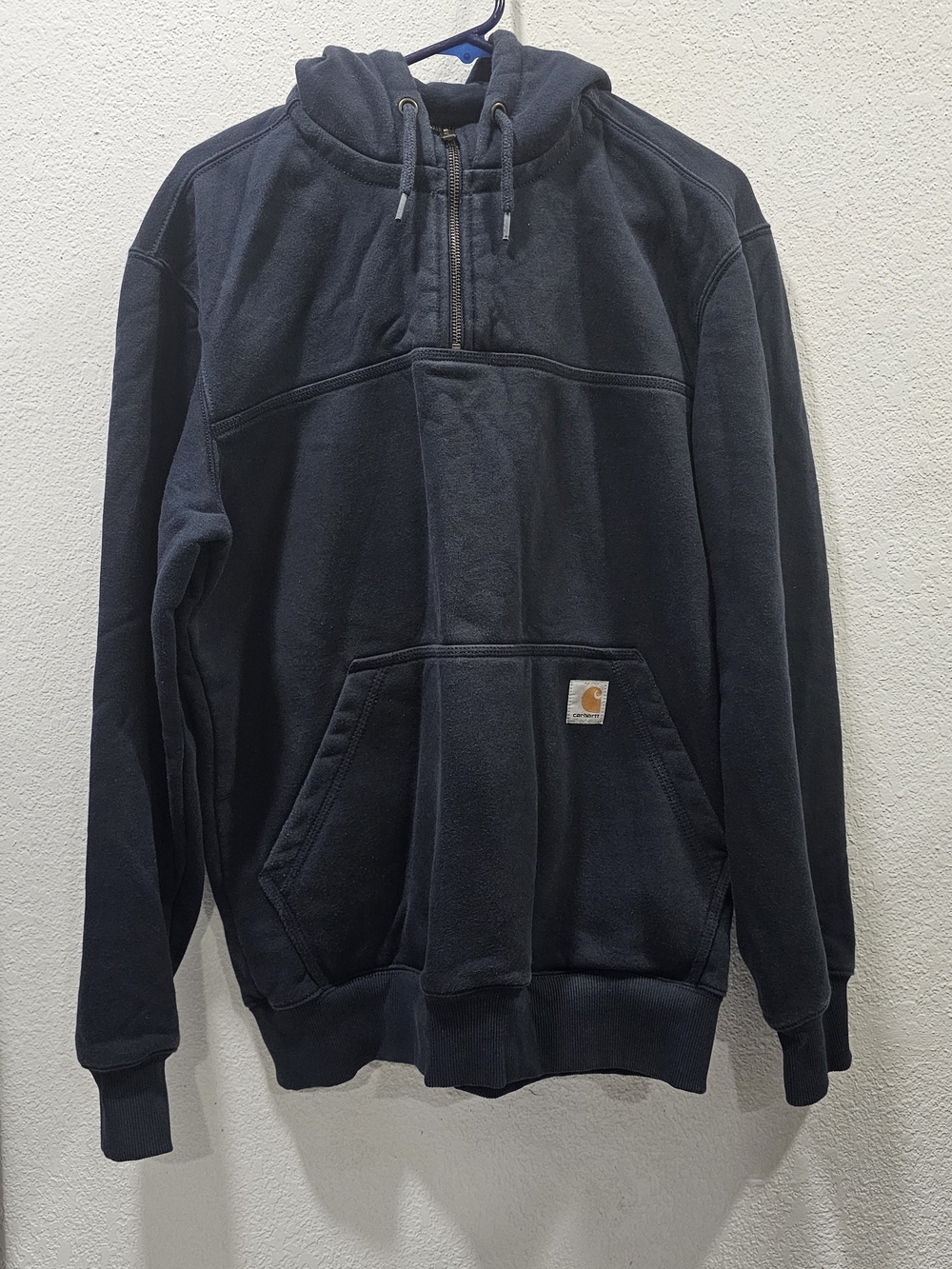 Carhartt Men’s Rain Defender Navy Hooded Zip-Front Sweatshirt Size M